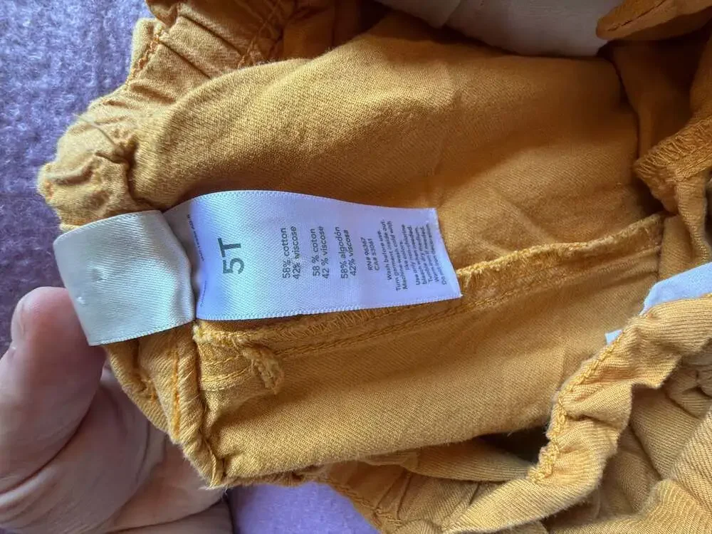 OshKosh B'gosh Girls Mustard Yellow Paperbag Waist Pants, Size 5T